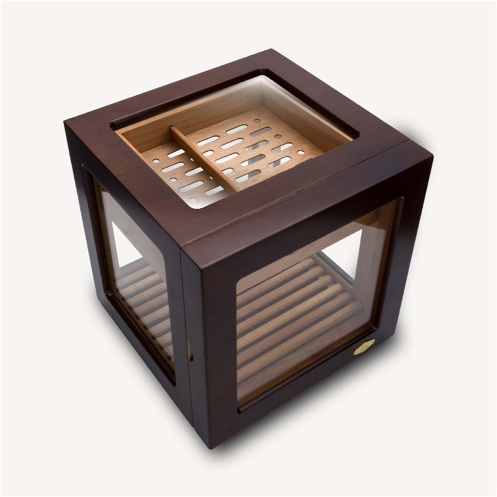 LUBİNSKİ CAM KÜP CEDAR TEPSİLİ HUMİDOR 40LIK