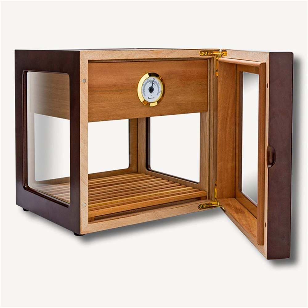 LUBİNSKİ CAM KÜP CEDAR TEPSİLİ HUMİDOR 40LIK