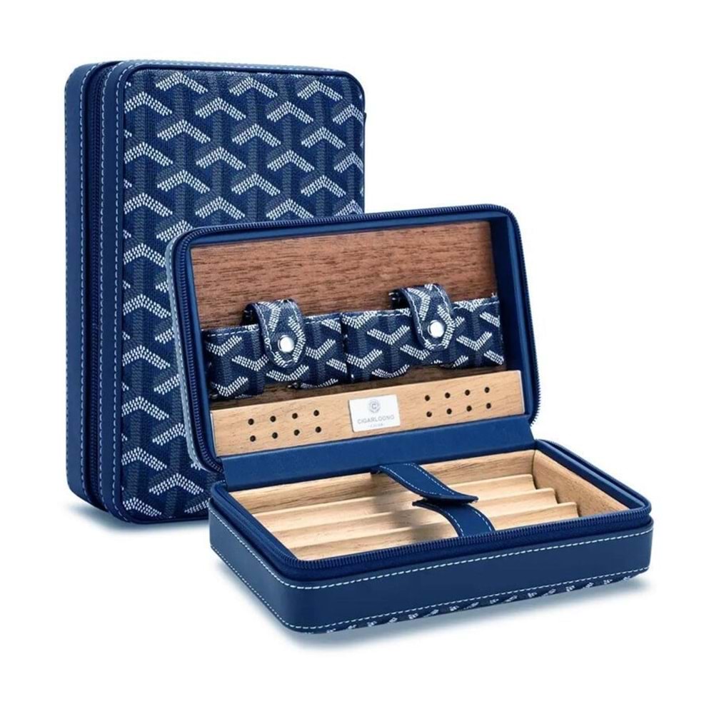 CİGARLOONG DERİ SEYAHAT HUMİDOR BLUE