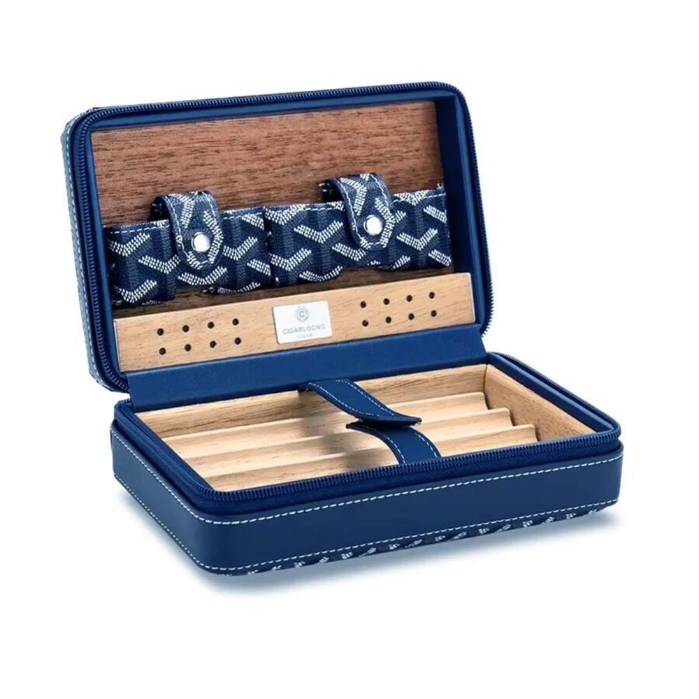 CİGARLOONG DERİ SEYAHAT HUMİDOR BLUE