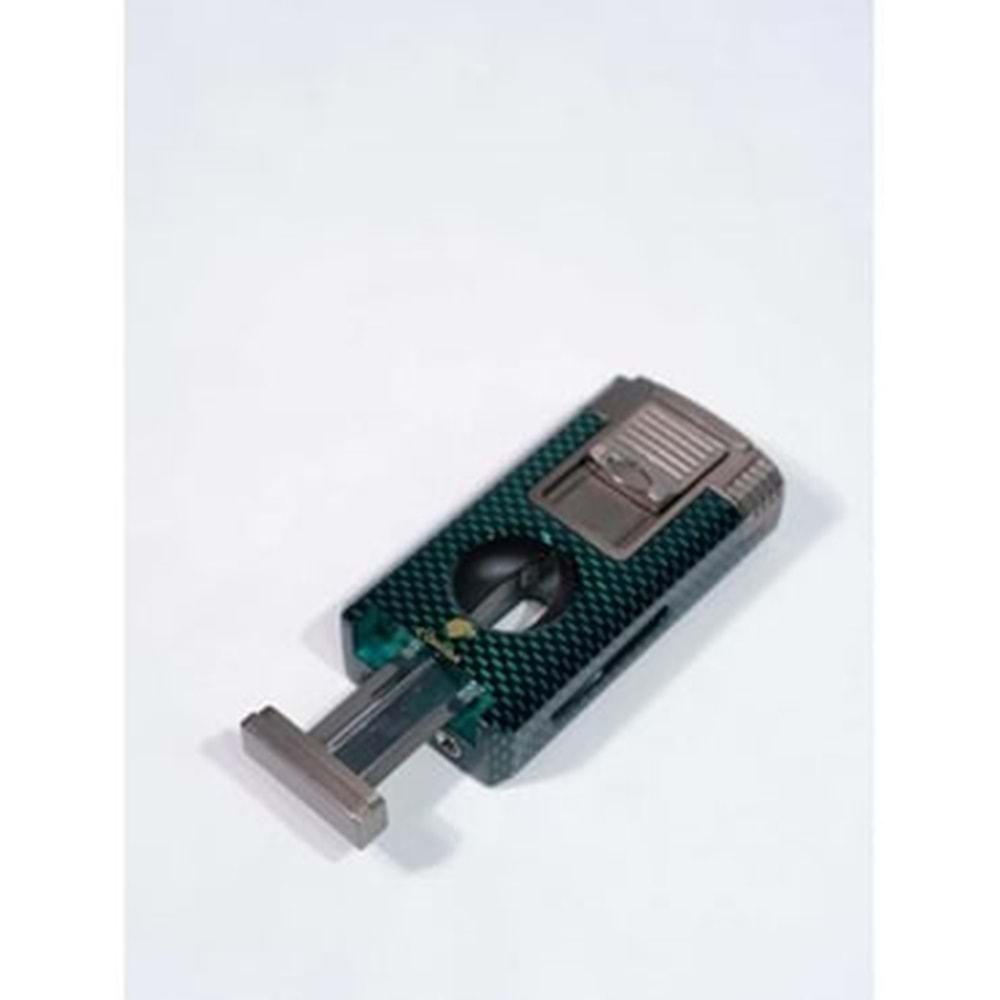 COHIBA ÇAKMAK V- CUTTER VE TOURCLU SİYAH-GREY-YEŞİL ÇİFT PÜRMÜZLÜ ÇAKMAK CCM0762