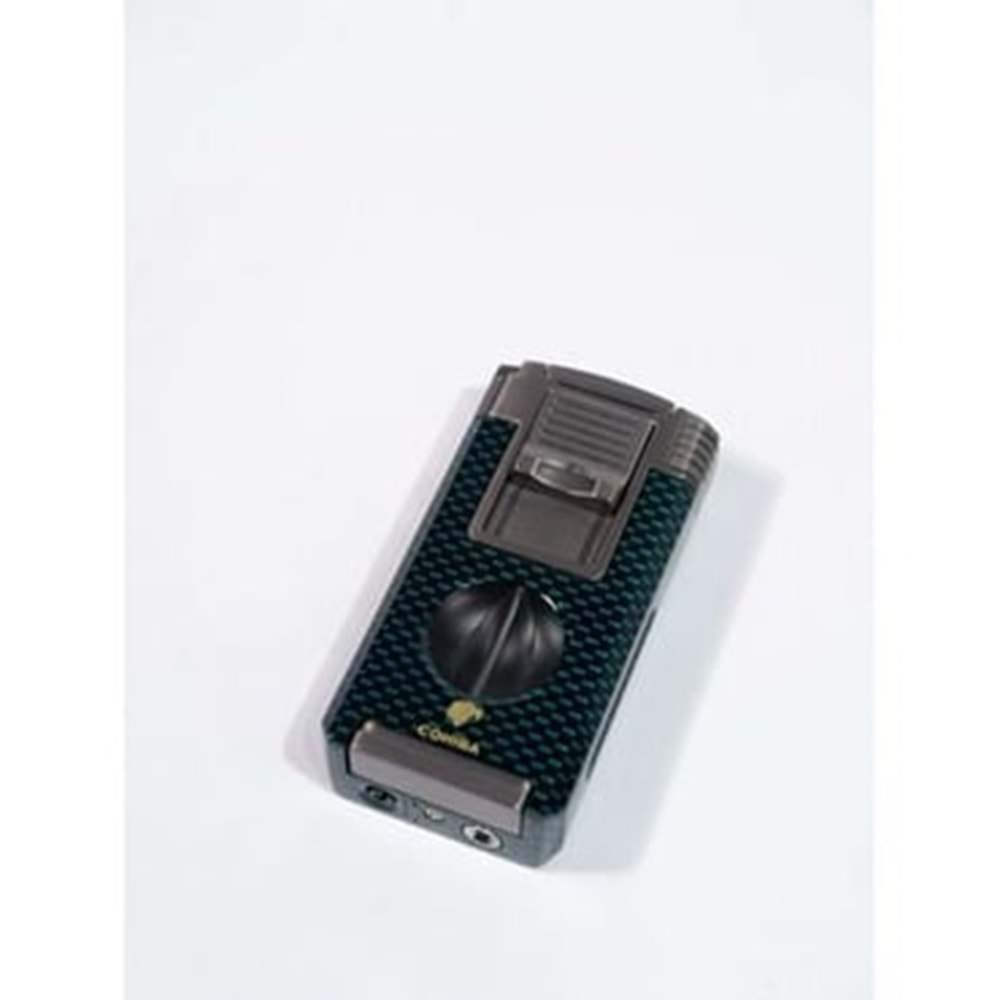COHIBA ÇAKMAK V- CUTTER VE TOURCLU SİYAH-GREY-YEŞİL ÇİFT PÜRMÜZLÜ ÇAKMAK CCM0762