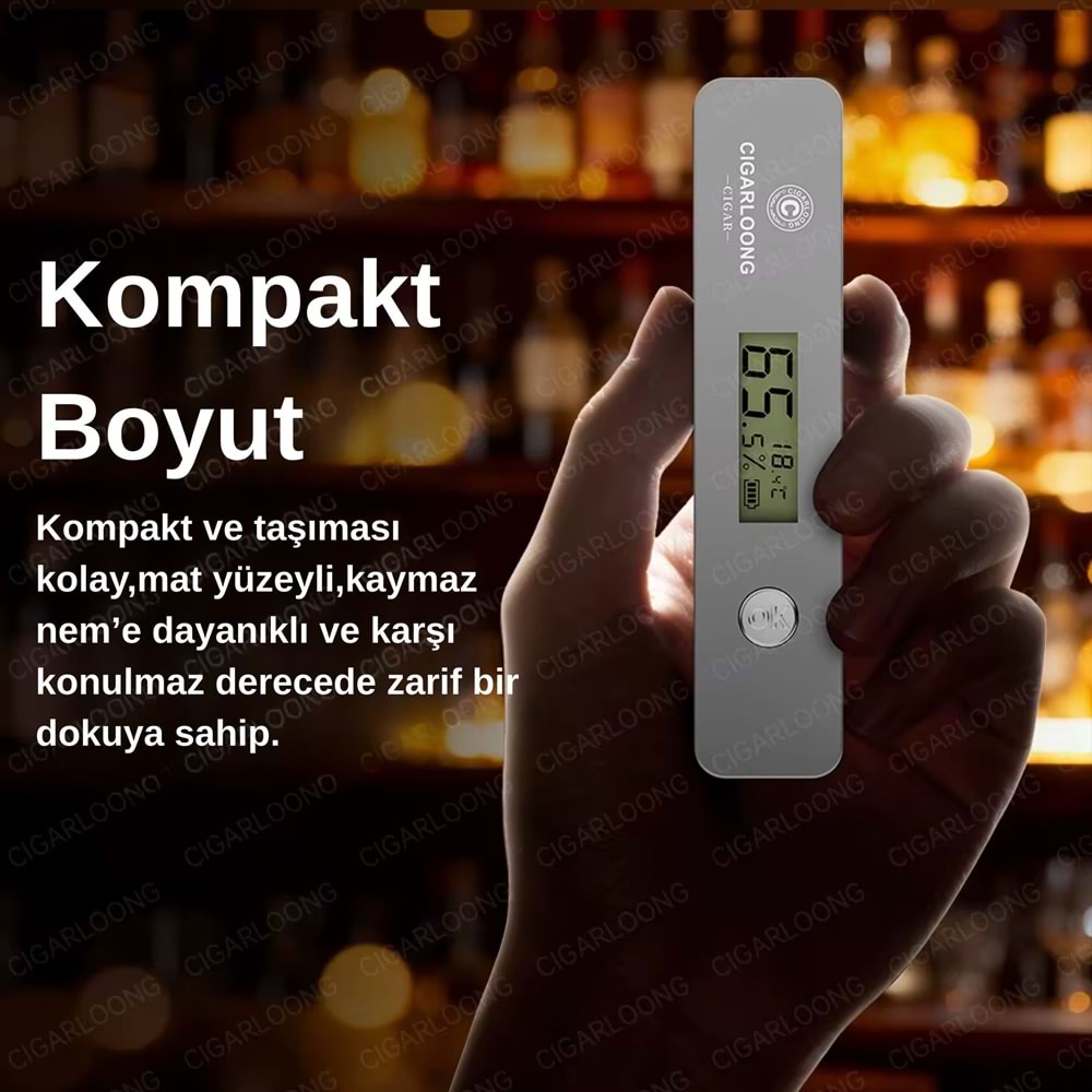 CİGARLOONG GREEN HUMİDİMETER DİGİTAL DEDECTÖR PURO İÇİ NEM ÖLÇER