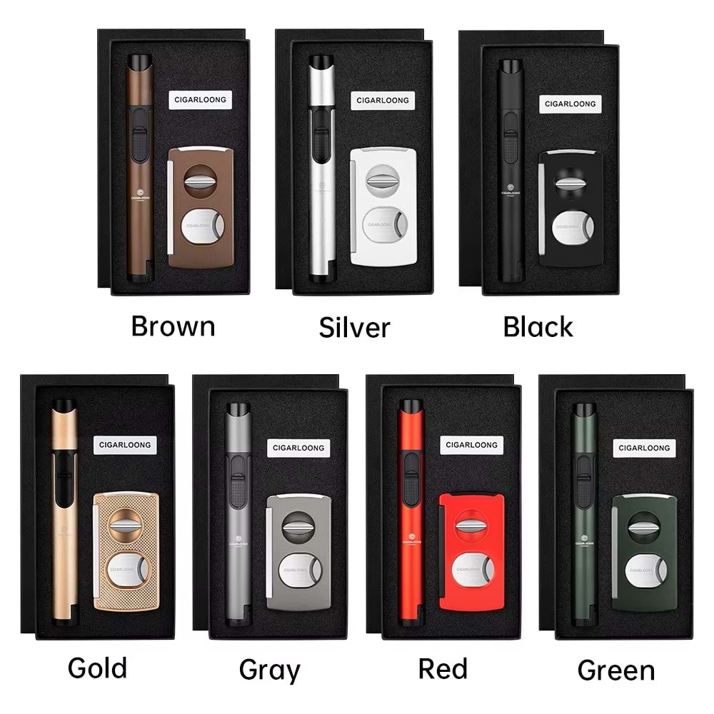 CİGARLOONG KESİCİ ,DELİCİ VE ÇAKMAKLI PURO SETİ BLACK