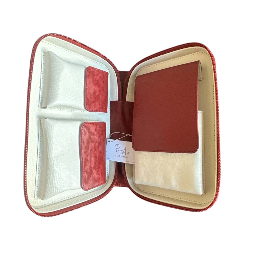 PURO ART SEYAHAT HUMİDORU RED 310.412 R/B (Made İn Spain)(Hakiki Deri)