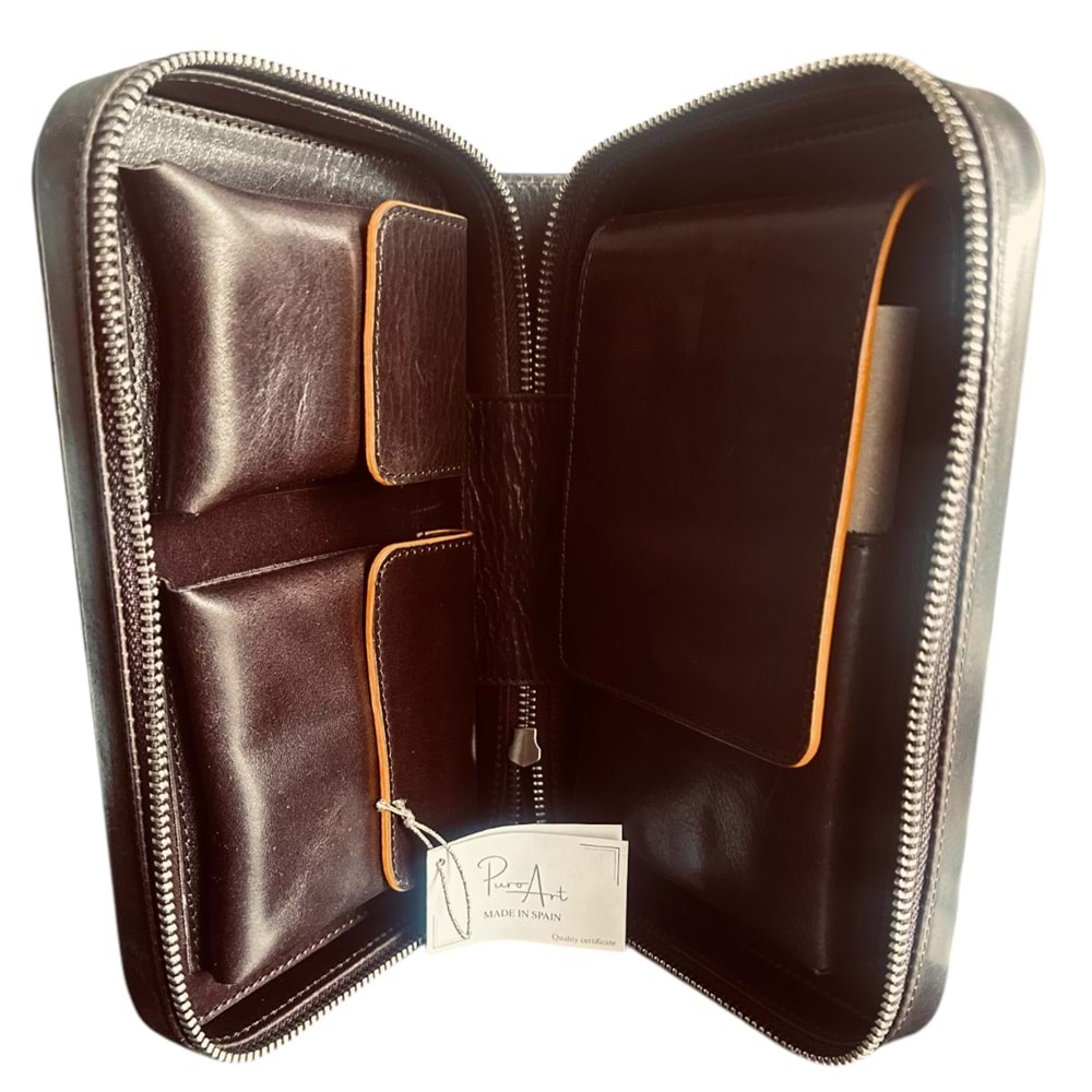 PURO ART SEYAHAT HUMİDORU BROWN 190.412 B. RJ (Made İn Spain)(Hakiki Deri)