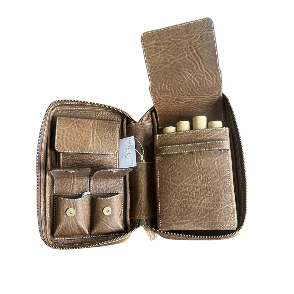 PURO ART SEYAHAT HUMİDORU BROWN 350.410 CQ (Made İn Spain)(Hakiki Deri)
