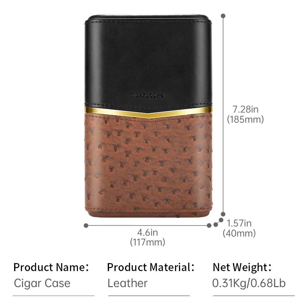 CİGARLOONG RETRO PURO KILIFI OSTRİCH BROWN 58 RİNG 3 LÜ