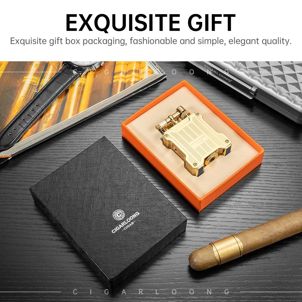 CİGARLOONG ÇİFT TORCH ALAŞIMLI ÇAKMAK GOLD