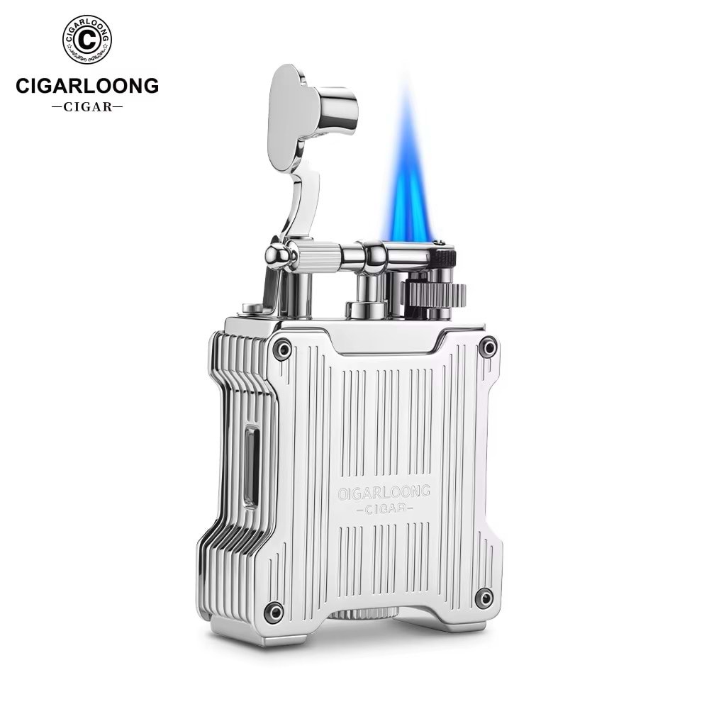CİGARLOONG ÇİFT TORCH ALAŞIMLI ÇAKMAK SİLVER