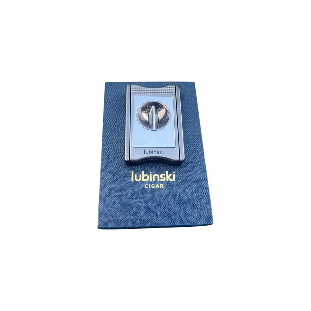 LUBİNSKİ V CUTTER KILIFLI GUN METAL PURO MAKASI YJA-30022-GM
