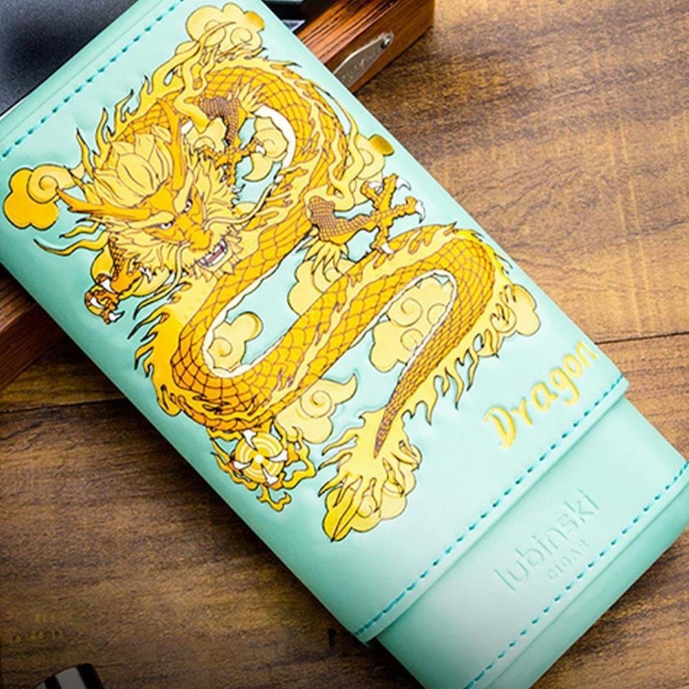 LUBİNSKİ SPECİAL EDT. ELEGANT DRAGON GERÇEK DERİ 3 LÜ PURO KILIFI TURKUAZ YJA-50021-BL