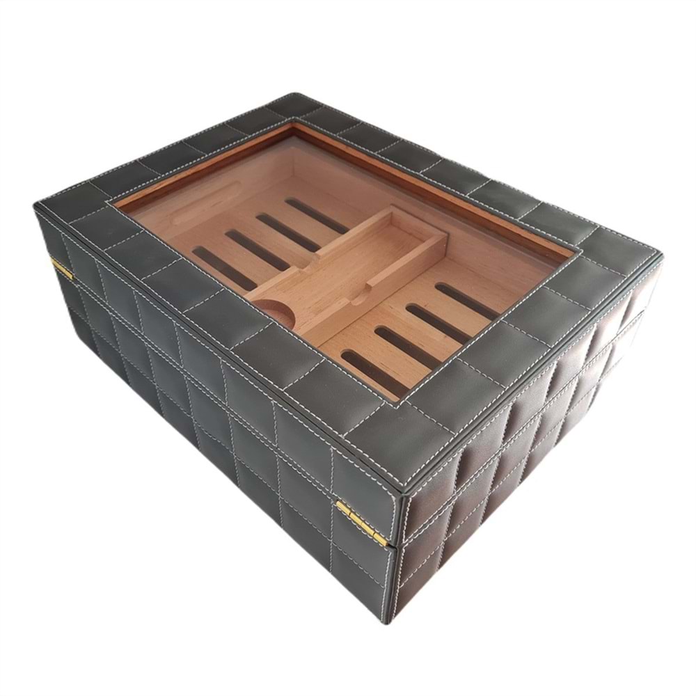 LUBİNSKİ CAMLI DERİ GREY HUMİDOR YJA-60011-GY