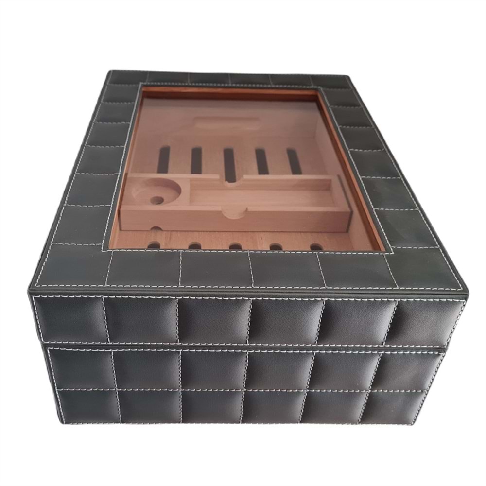 LUBİNSKİ CAMLI DERİ GREY HUMİDOR YJA-60011-GY