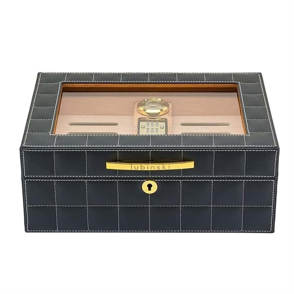 LUBİNSKİ CAMLI DERİ GREY HUMİDOR YJA-60011-GY