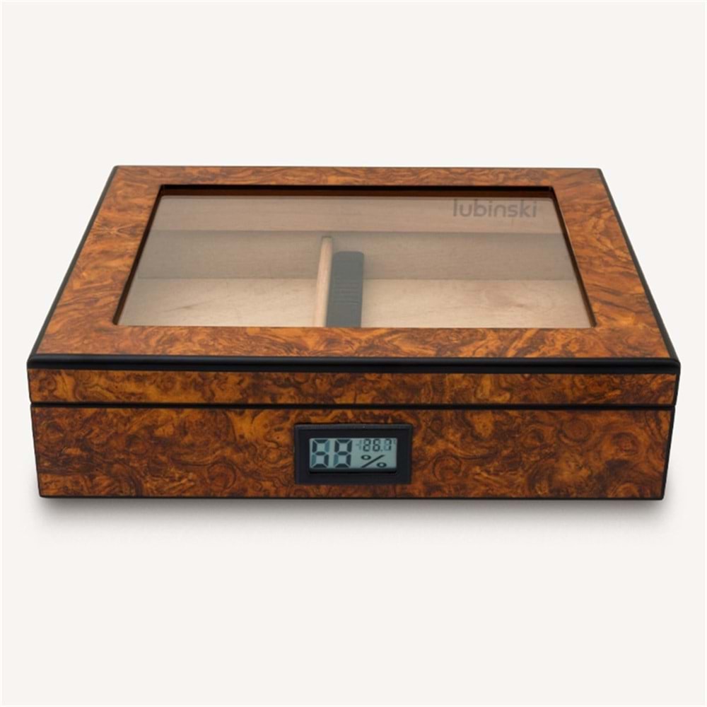 LUBİNSKİ KARAAĞAÇ DESEN CAMLI HUMİDOR