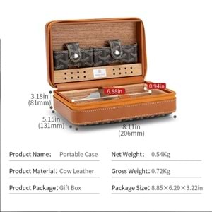 CİGARLOONG DERİ SEYAHAT HUMİDOR BROWN