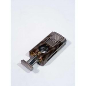 COHIBA ÇAKMAK V- CUTTER VE TOURCLU SİYAH-GREY ÇİFT PÜRMÜZLÜ ÇAKMAK CCM0763