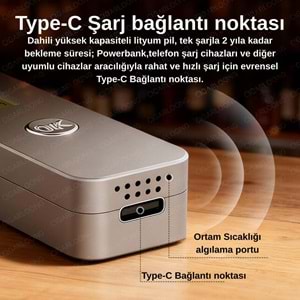 CİGARLOONG GREY HUMİDİMETER DİGİTAL DEDECTÖR PURO İÇİ NEM ÖLÇER