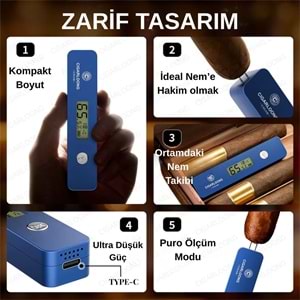 CİGARLOONG BLUE HUMİDİMETER DİGİTAL DEDECTÖR PURO İÇİ NEM ÖLÇER