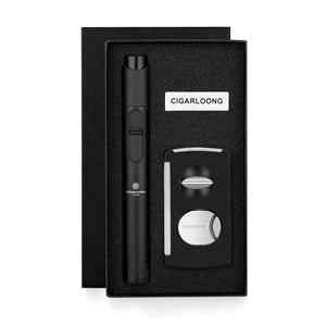 CİGARLOONG KESİCİ ,DELİCİ VE ÇAKMAKLI PURO SETİ BLACK