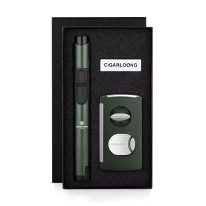 CİGARLOONG KESİCİ ,DELİCİ VE ÇAKMAKLI PURO SETİ GREEN