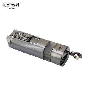 LUBİNSKİ LİON SEHPALI DELİCİLİ TEK TORCH PURO ÇAKMAĞI GUN METAL