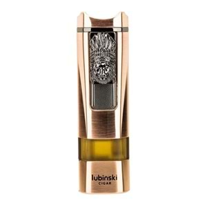 LUBİNSKİ LİON SEHPALI DELİCİLİ TEK TORCH PURO ÇAKMAĞI ROSE GOLD