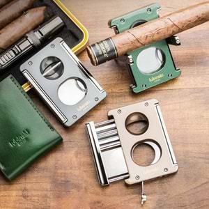 LUBİNSKİ SEHPALI-DELİCİLİ LAZER BIÇAK DOUBLE CUTTER BROWN PURO KESİCİ YJA-30033-BN