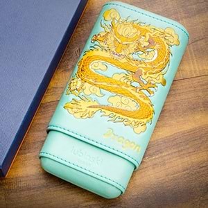 LUBİNSKİ SPECİAL EDT. ELEGANT DRAGON GERÇEK DERİ 3 LÜ PURO KILIFI TURKUAZ YJA-50021-BL