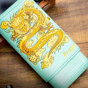 LUBİNSKİ SPECİAL EDT. ELEGANT DRAGON GERÇEK DERİ 3 LÜ PURO KILIFI TURKUAZ YJA-50021-BL