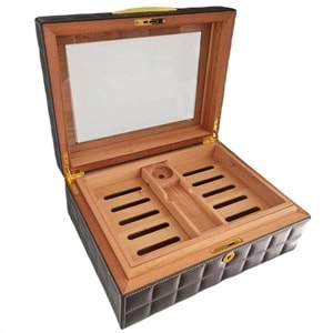 LUBİNSKİ CAMLI DERİ GREY HUMİDOR YJA-60011-GY