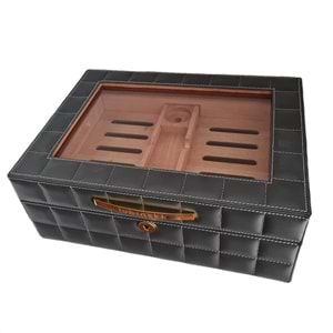 LUBİNSKİ CAMLI DERİ GREY HUMİDOR YJA-60011-GY