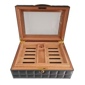 LUBİNSKİ CAMLI DERİ GREY HUMİDOR YJA-60011-GY