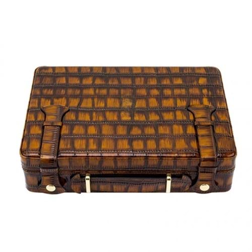 LUBİNSKİ DERİ CROCO BROWN PURO TAŞIMA KUTUSU YJA-50017-BN