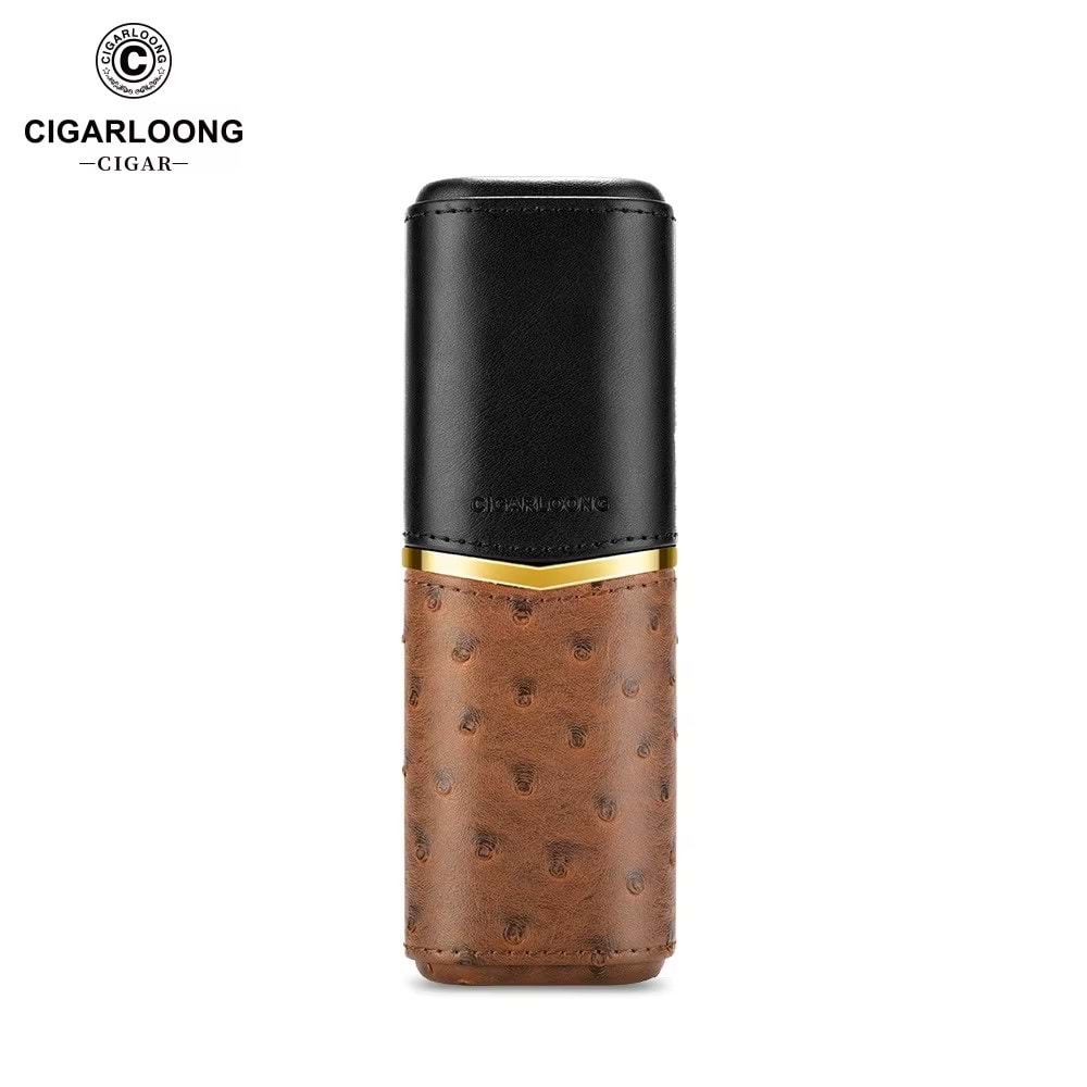 CİGARLOONG RETRO PURO KILIFI OSTRİCH BROWN 58 RİNG 2 Lİ